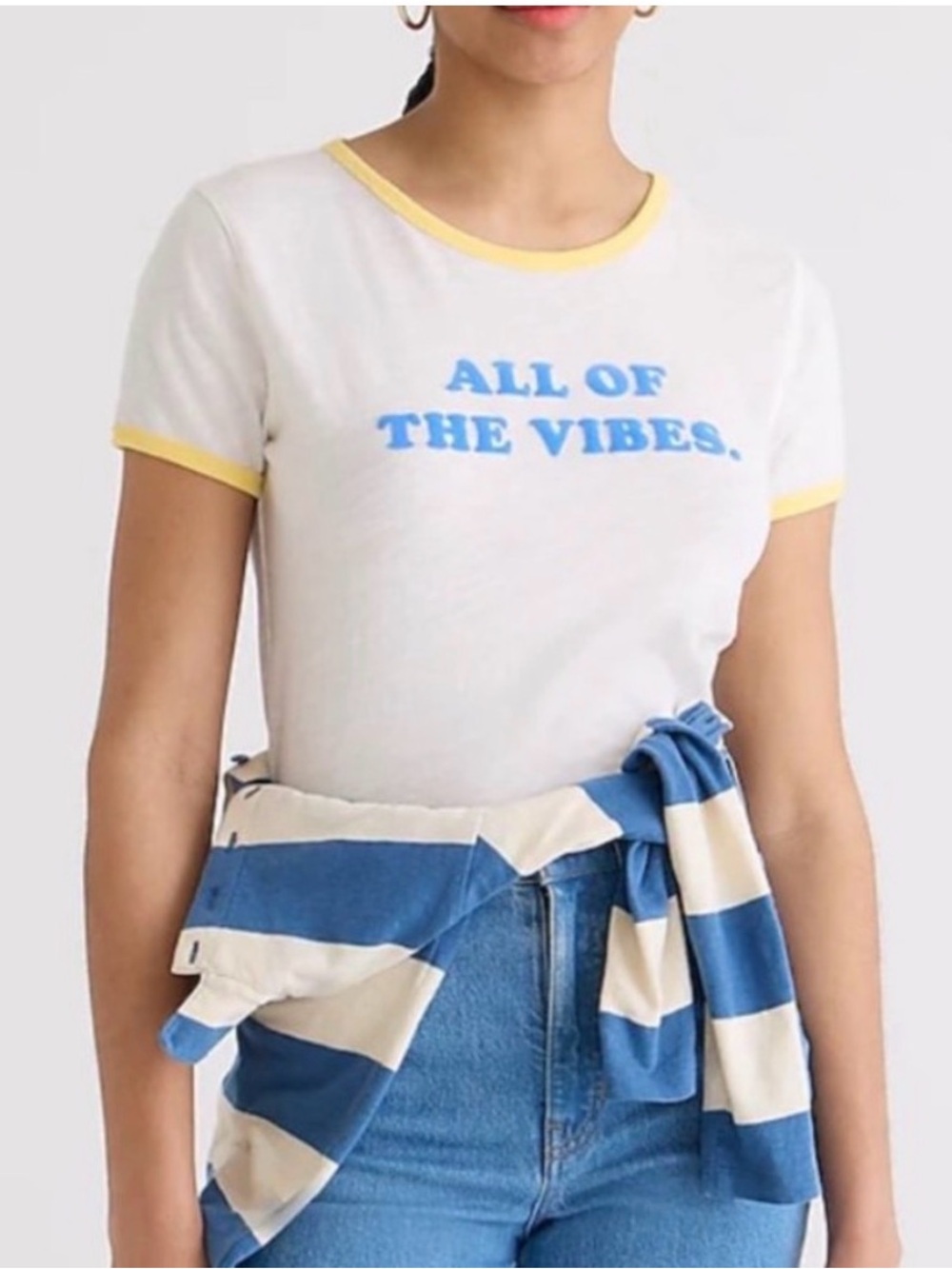 J Crew "All of the Vibes" Embossed T-Shirt White Size Medium